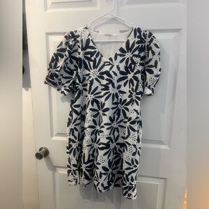 JODIFL navy and White Patterned Top s L